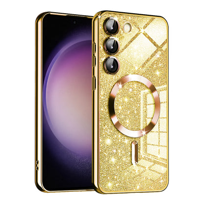Θήκη MagSafe για Samsung Galaxy S23+ S916, Techsuit, Luxury Glitter, Χρυσή