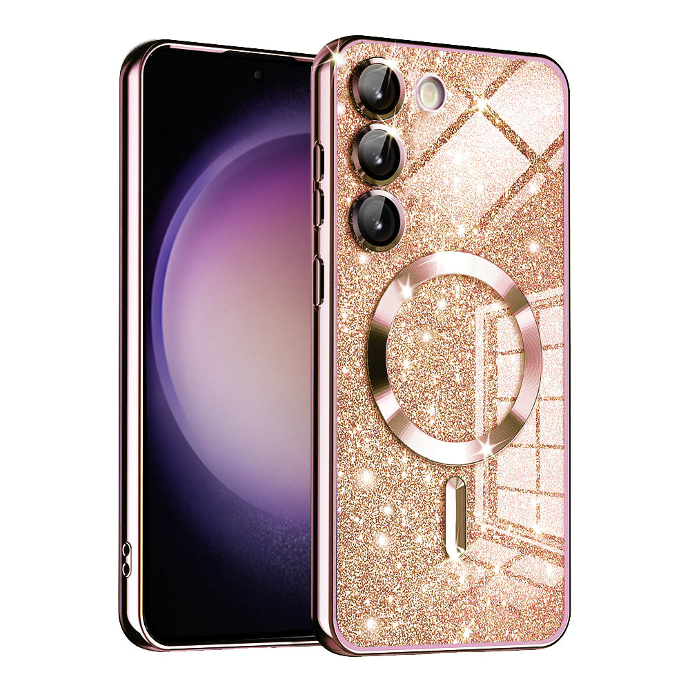Θήκη MagSafe για Samsung Galaxy S23+ S916, Techsuit, Luxury Glitter, Ροζ Χρυσό