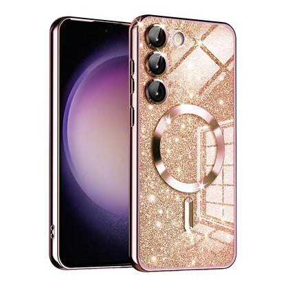 Θήκη MagSafe για Samsung Galaxy S23+ S916, Techsuit, Luxury Glitter, Ροζ Χρυσό