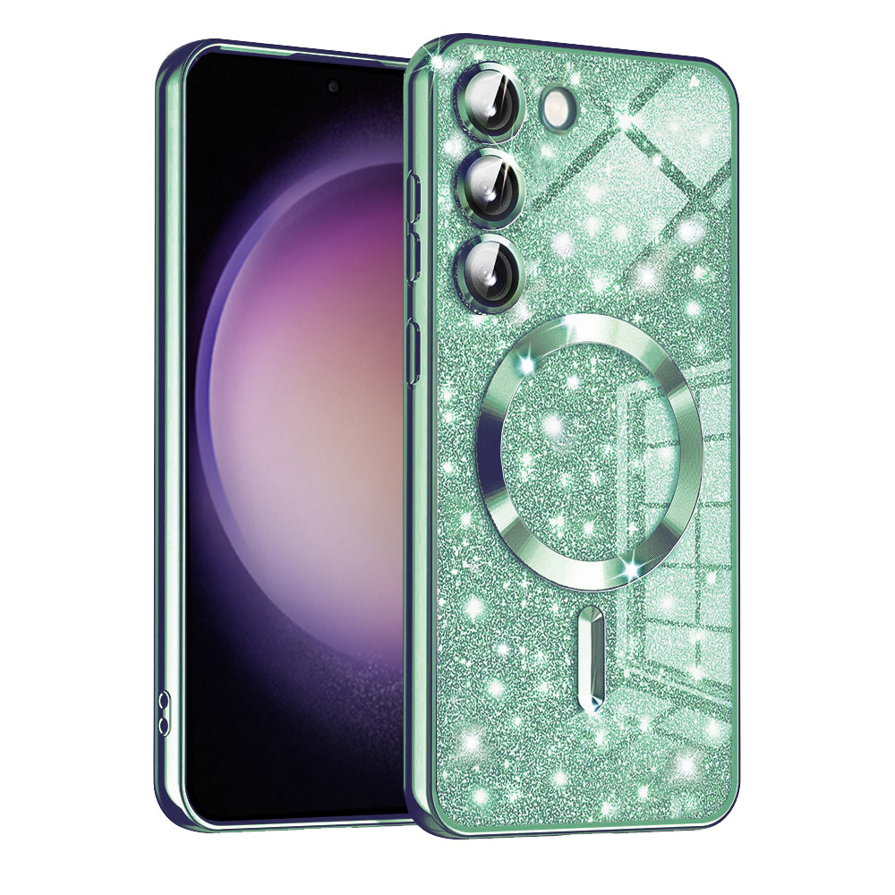 Θήκη MagSafe για Samsung Galaxy S23+ S916, Techsuit, Luxury Glitter, Ανοιχτό Πράσινο