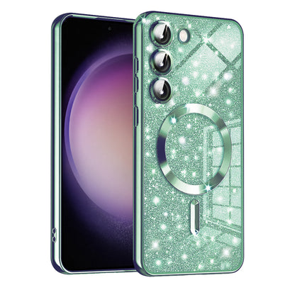 Θήκη MagSafe για Samsung Galaxy S23+ S916, Techsuit, Luxury Glitter, Ανοιχτό Πράσινο