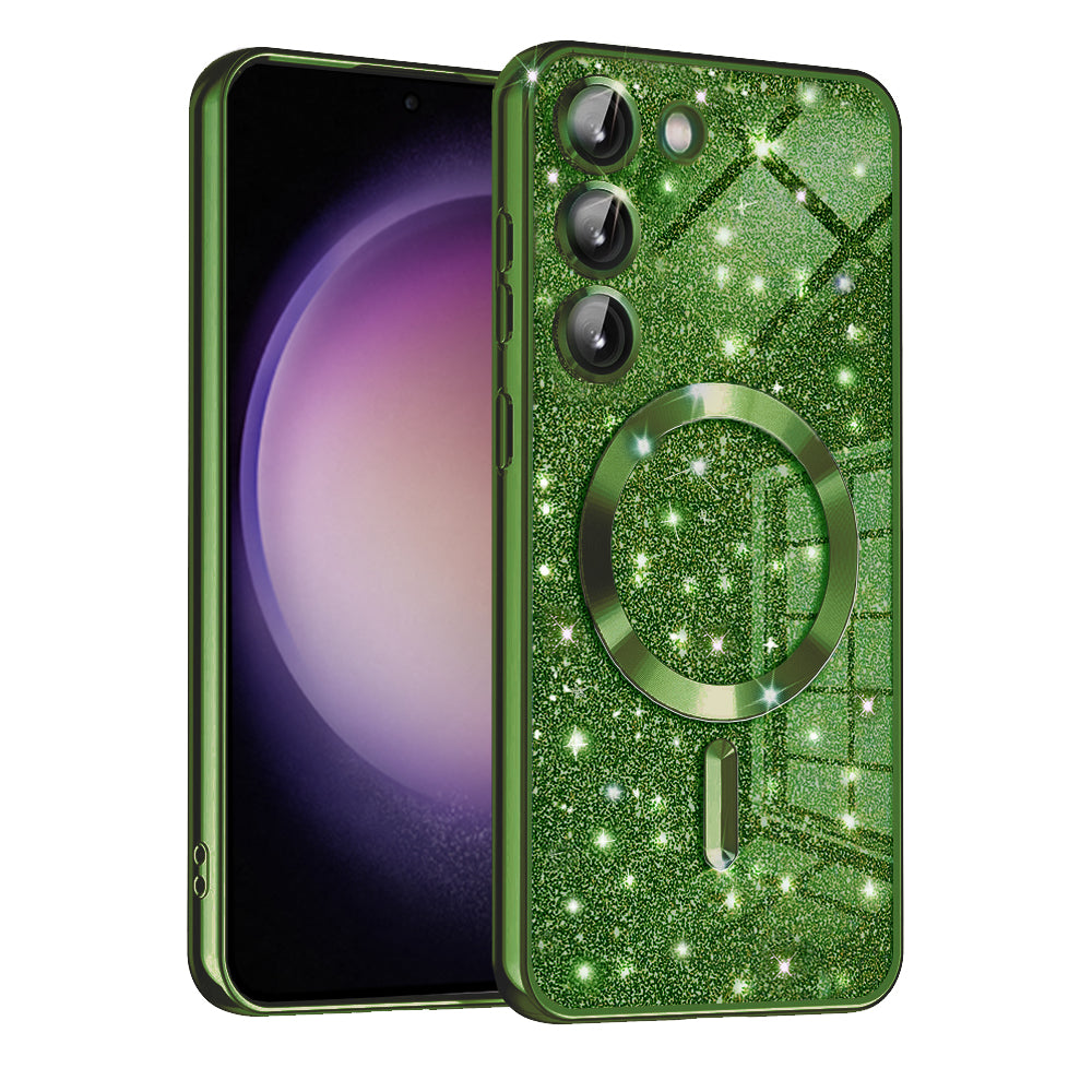 Θήκη MagSafe για Samsung Galaxy S23+ S916, Techsuit, Luxury Glitter, Σκούρο Πράσινο