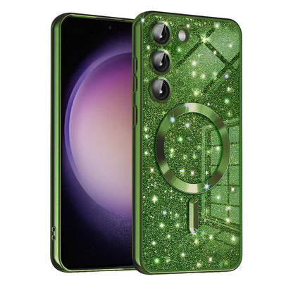 Θήκη MagSafe για Samsung Galaxy S23+ S916, Techsuit, Luxury Glitter, Σκούρο Πράσινο