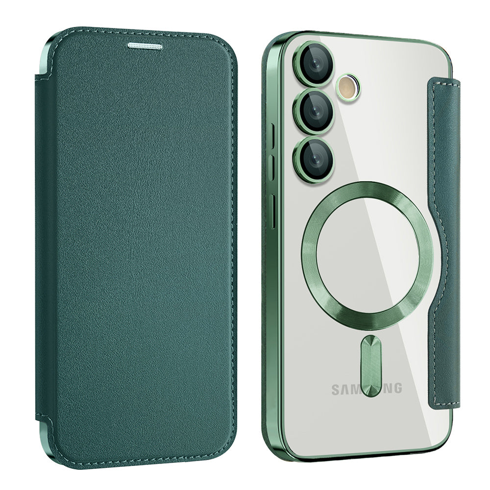 MagSafe Case for Samsung Galaxy S23+ S916, Techsuit, SmartMag Book, Green
