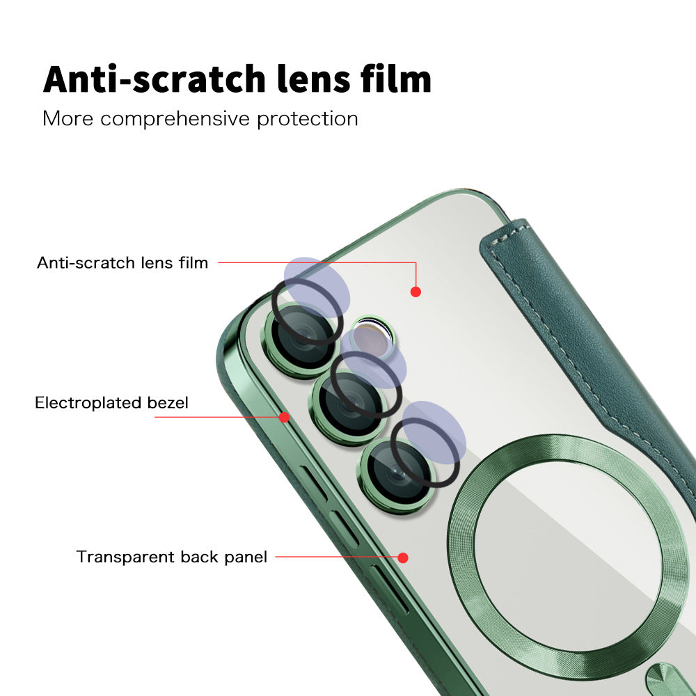 MagSafe Case for Samsung Galaxy S23+ S916, Techsuit, SmartMag Book, Green