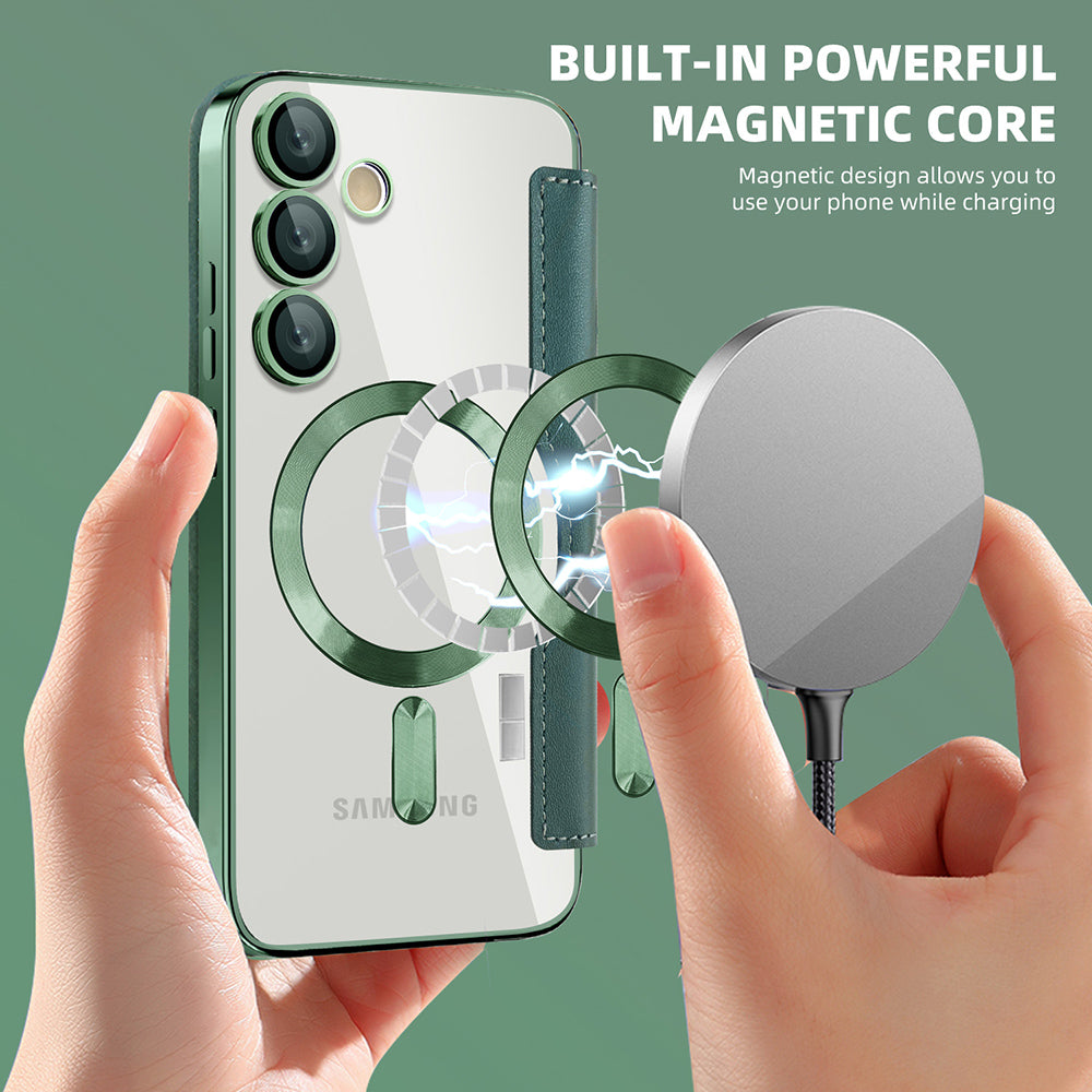 MagSafe Case for Samsung Galaxy S23+ S916, Techsuit, SmartMag Book, Green