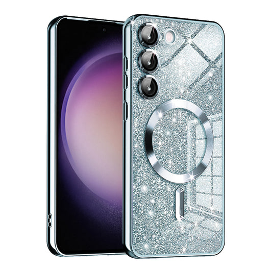 Θήκη MagSafe για Samsung Galaxy S23 S911, Techsuit, Luxury Glitter, Μπλε