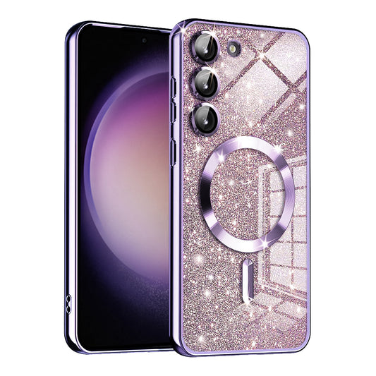 Θήκη MagSafe για Samsung Galaxy S23 S911, Techsuit, Luxury Glitter, Ανοιχτό Μωβ