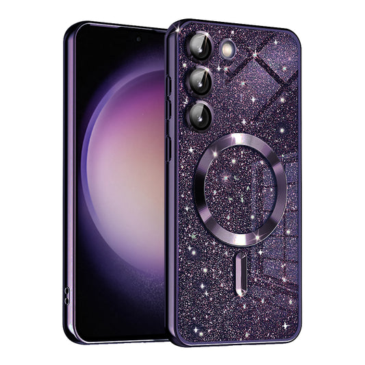 Θήκη MagSafe για Samsung Galaxy S23 S911, Techsuit, Luxury Glitter, Σκούρο Μωβ