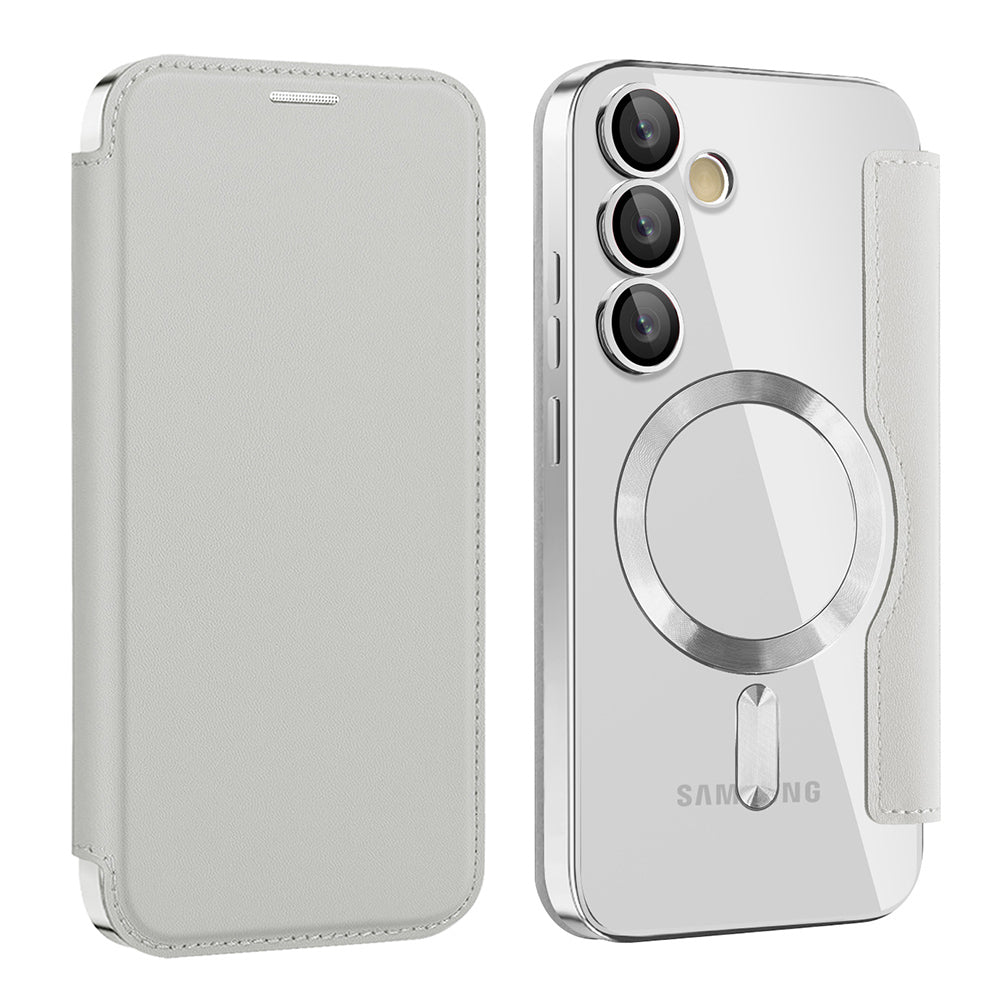 MagSafe Case for Samsung Galaxy S23 S911, Techsuit, SmartMag Book, Gray