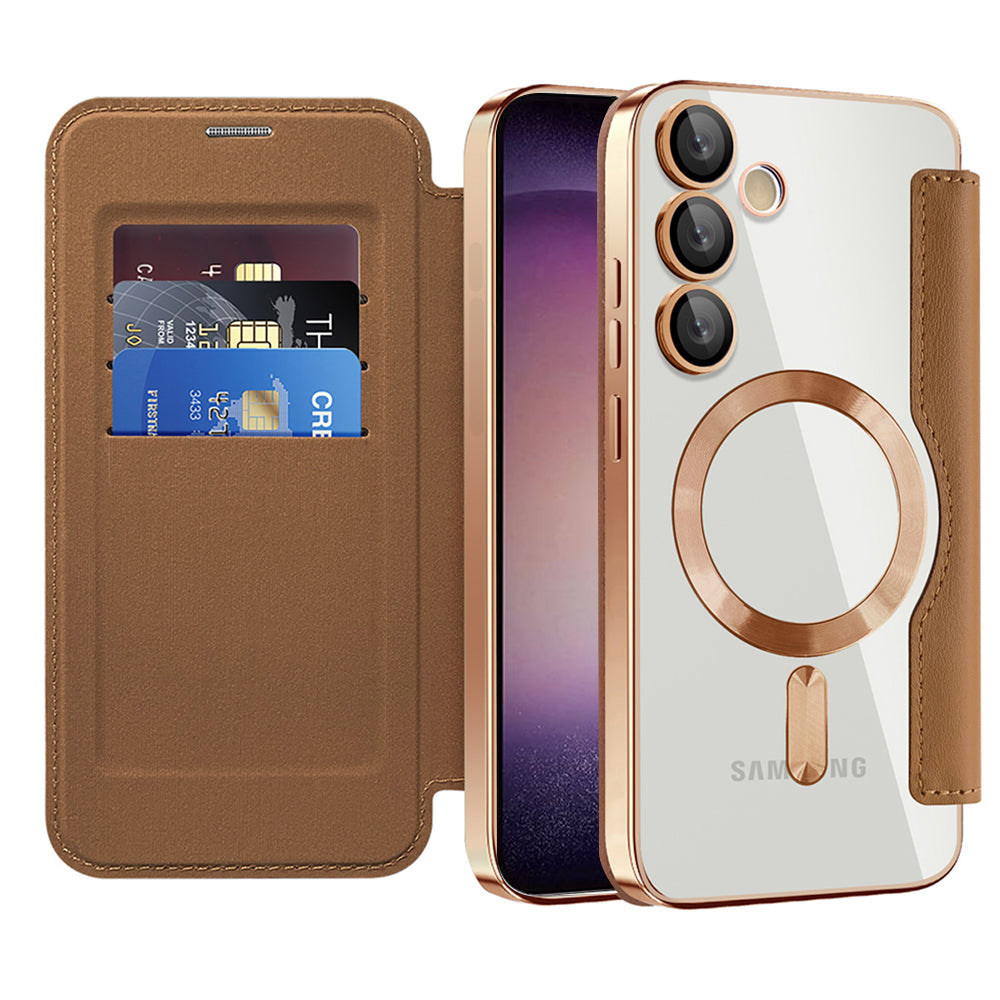 MagSafe Case for Samsung Galaxy S23 S911, Techsuit, SmartMag Book, Brown