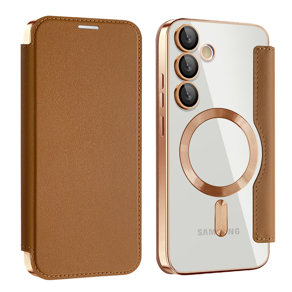 MagSafe Case for Samsung Galaxy S23 S911, Techsuit, SmartMag Book, Brown