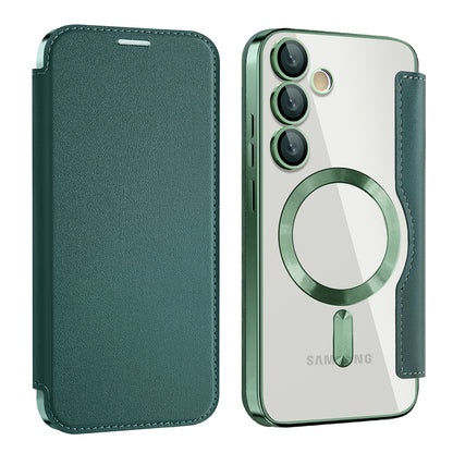 MagSafe Case for Samsung Galaxy S23 S911, Techsuit, SmartMag Book, Green