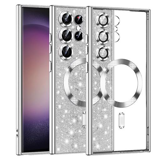 Θήκη MagSafe για Samsung Galaxy S23 Ultra S918, Techsuit, Luxury Glitter, Ασημί