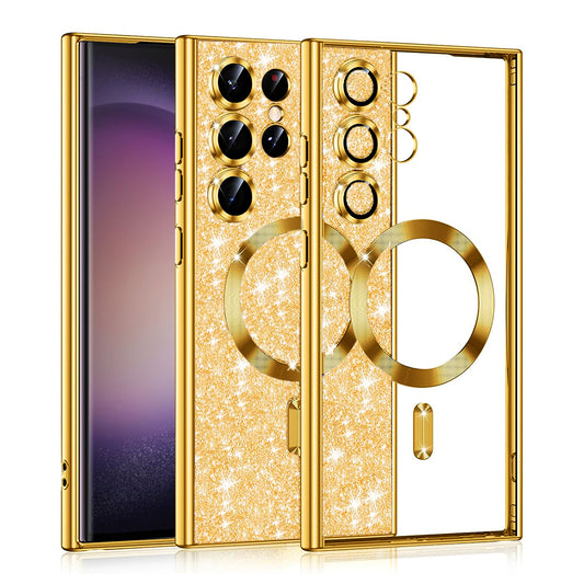 Θήκη MagSafe για Samsung Galaxy S23 Ultra S918, Techsuit, Luxury Glitter, Χρυσή