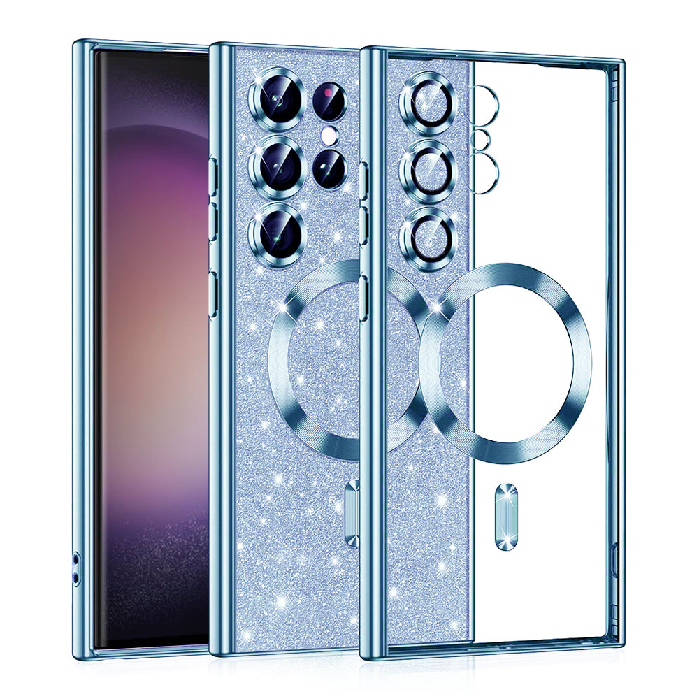 Θήκη MagSafe για Samsung Galaxy S23 Ultra S918, Techsuit, Luxury Glitter, Μπλε