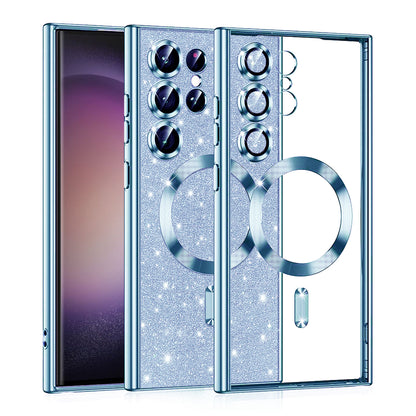 Θήκη MagSafe για Samsung Galaxy S23 Ultra S918, Techsuit, Luxury Glitter, Μπλε