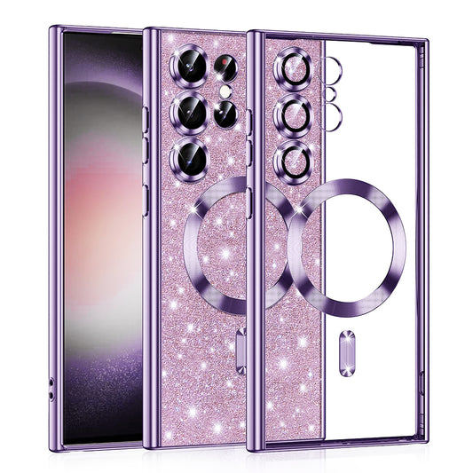 Θήκη MagSafe για Samsung Galaxy S23 Ultra S918, Techsuit, Luxury Glitter, Ανοιχτό Μωβ