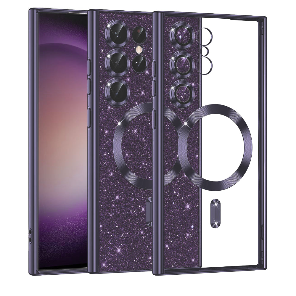 MagSafe Case for Samsung Galaxy S23 Ultra S918, Techsuit, Luxury Glitter, Dark Purple