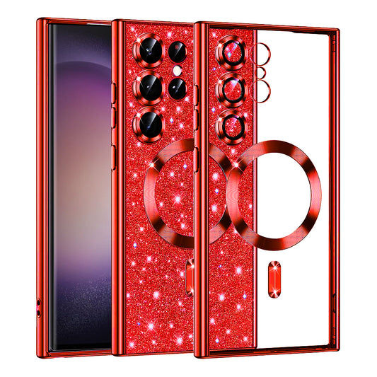 Θήκη MagSafe για Samsung Galaxy S23 Ultra S918, Techsuit, Luxury Glitter, Κόκκινο
