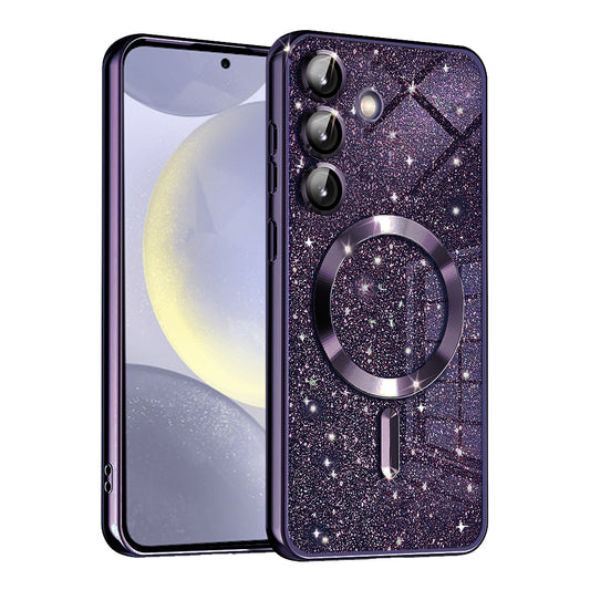 Θήκη MagSafe για Samsung Galaxy S24+ S926, Techsuit, Luxury Glitter, Σκούρο Μωβ