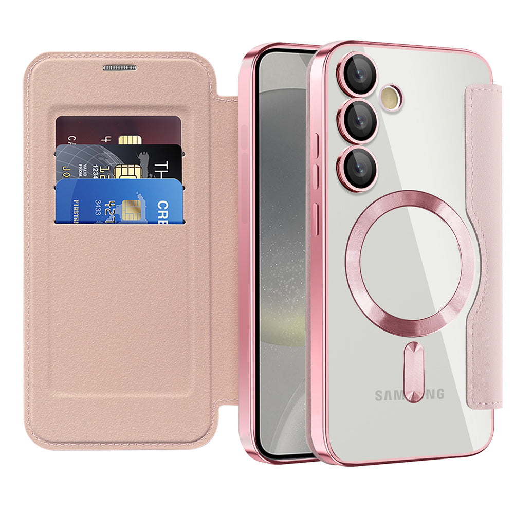 MagSafe Case for Samsung Galaxy S24+ S926, Techsuit, SmartMag Book, Pink