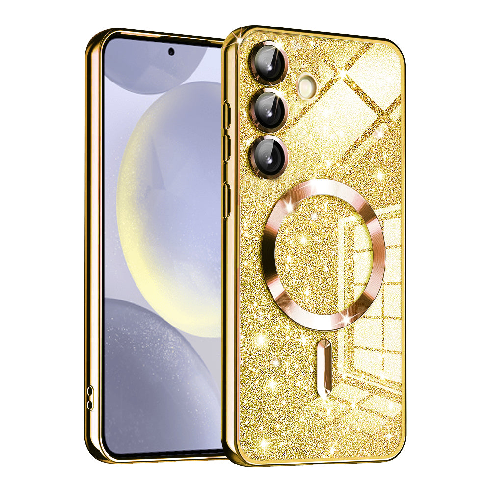Θήκη MagSafe για Samsung Galaxy S24 S921, Techsuit, Luxury Glitter, Χρυσή