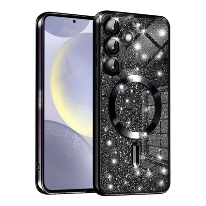 Θήκη MagSafe για Samsung Galaxy S24 S921, Techsuit, Luxury Glitter, Μαύρη