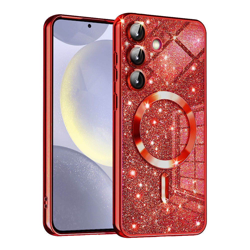 Θήκη MagSafe για Samsung Galaxy S24 S921, Techsuit, Luxury Glitter, Κόκκινο