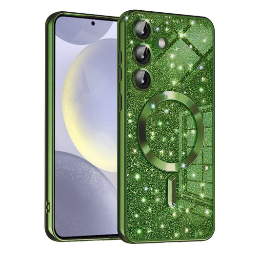 MagSafe Case for Samsung Galaxy S24 S921, Techsuit, Luxury Glitter, Dark Green