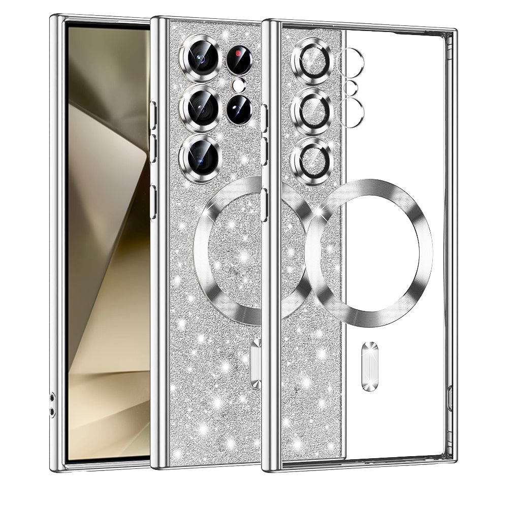 Θήκη MagSafe για Samsung Galaxy S24 Ultra S928, Techsuit, Luxury Glitter, Ασημί