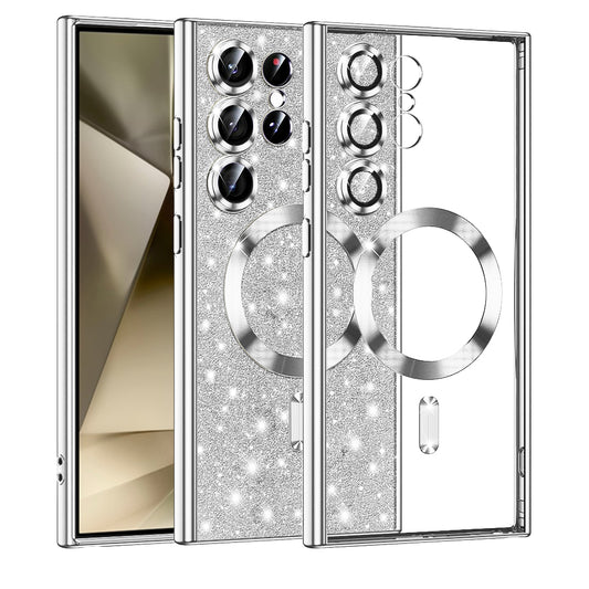 Θήκη MagSafe για Samsung Galaxy S24 Ultra S928, Techsuit, Luxury Glitter, Ασημί