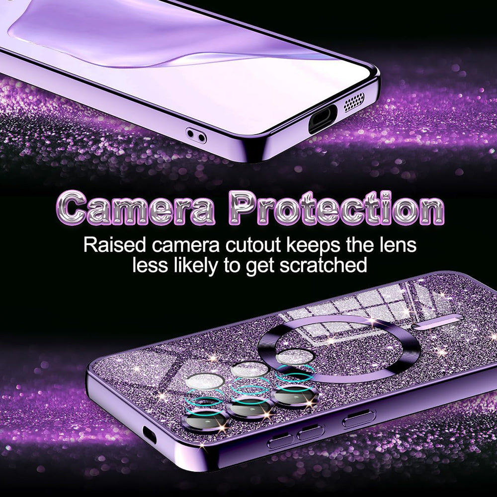 Θήκη MagSafe για Samsung Galaxy S24 Ultra S928, Techsuit, Luxury Glitter, Ασημί