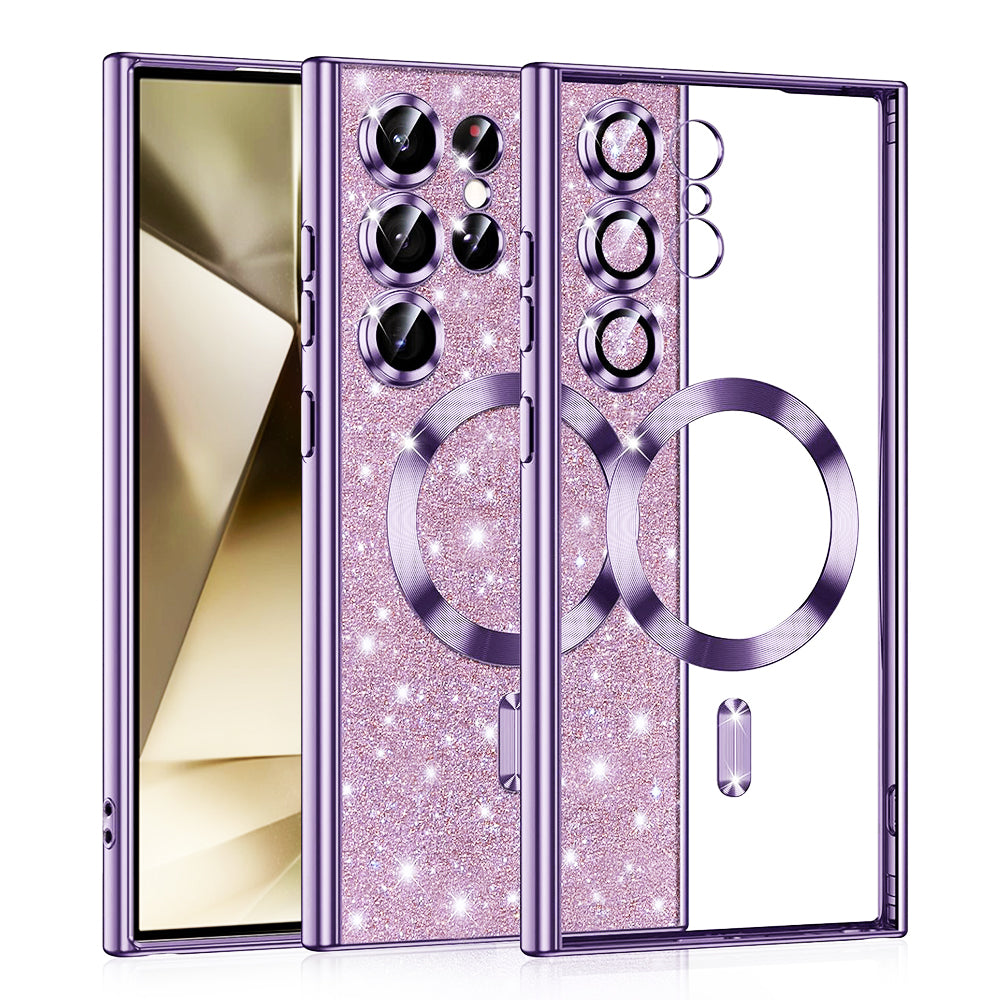 Θήκη MagSafe για Samsung Galaxy S24 Ultra S928, Techsuit, Luxury Glitter, Ανοιχτό Μωβ