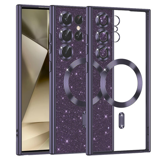 Θήκη MagSafe για Samsung Galaxy S24 Ultra S928, Techsuit, Luxury Glitter, Σκούρο Μωβ