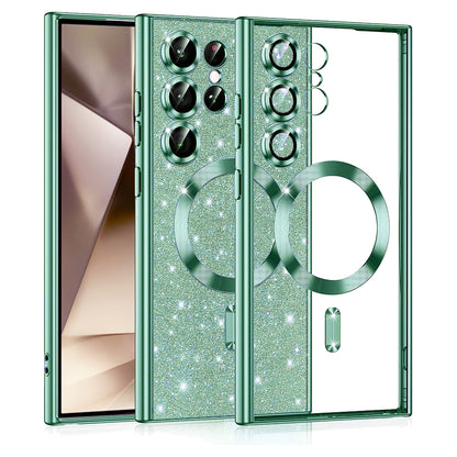 Θήκη MagSafe για Samsung Galaxy S24 Ultra S928, Techsuit, Luxury Glitter, Ανοιχτό Πράσινο