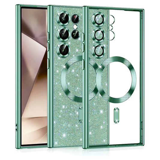 Θήκη MagSafe για Samsung Galaxy S24 Ultra S928, Techsuit, Luxury Glitter, Ανοιχτό Πράσινο