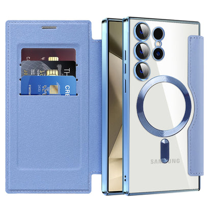 Θήκη MagSafe για Samsung Galaxy S24 Ultra S928, Techsuit, SmartMag Book, Μπλε