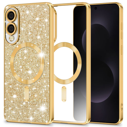 Θήκη MagSafe για Samsung Galaxy S25 Edge S937, Techsuit, Luxury Glitter, Χρυσή