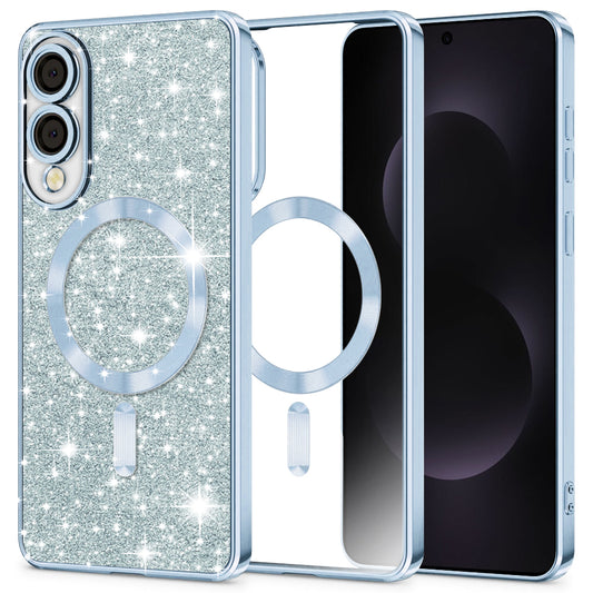 Θήκη MagSafe για Samsung Galaxy S25 Edge S937, Techsuit, Luxury Glitter, Μπλε
