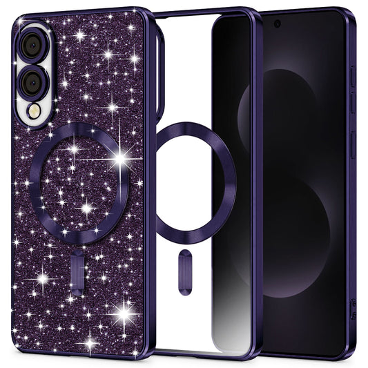 Θήκη MagSafe για Samsung Galaxy S25 Edge S937, Techsuit, Luxury Glitter, Σκούρο Μωβ