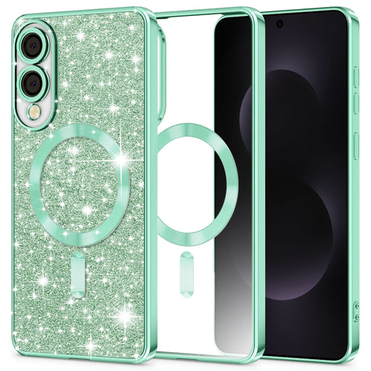 Θήκη MagSafe για Samsung Galaxy S25 Edge S937, Techsuit, Luxury Glitter, Ανοιχτό Πράσινο