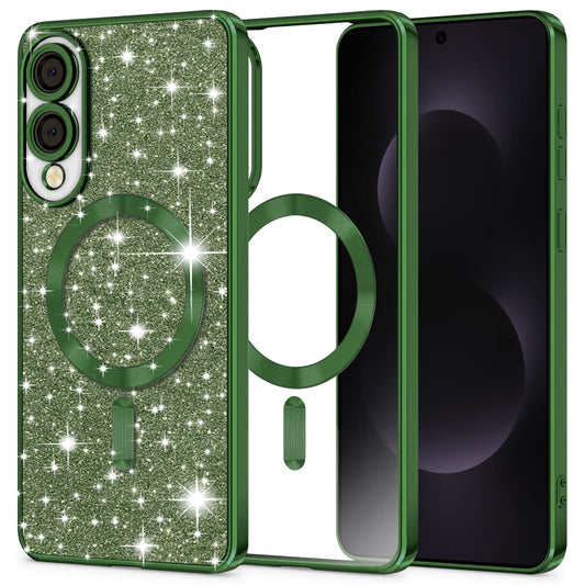 Θήκη MagSafe για Samsung Galaxy S25 Edge S937, Techsuit, Luxury Glitter, Σκούρο Πράσινο