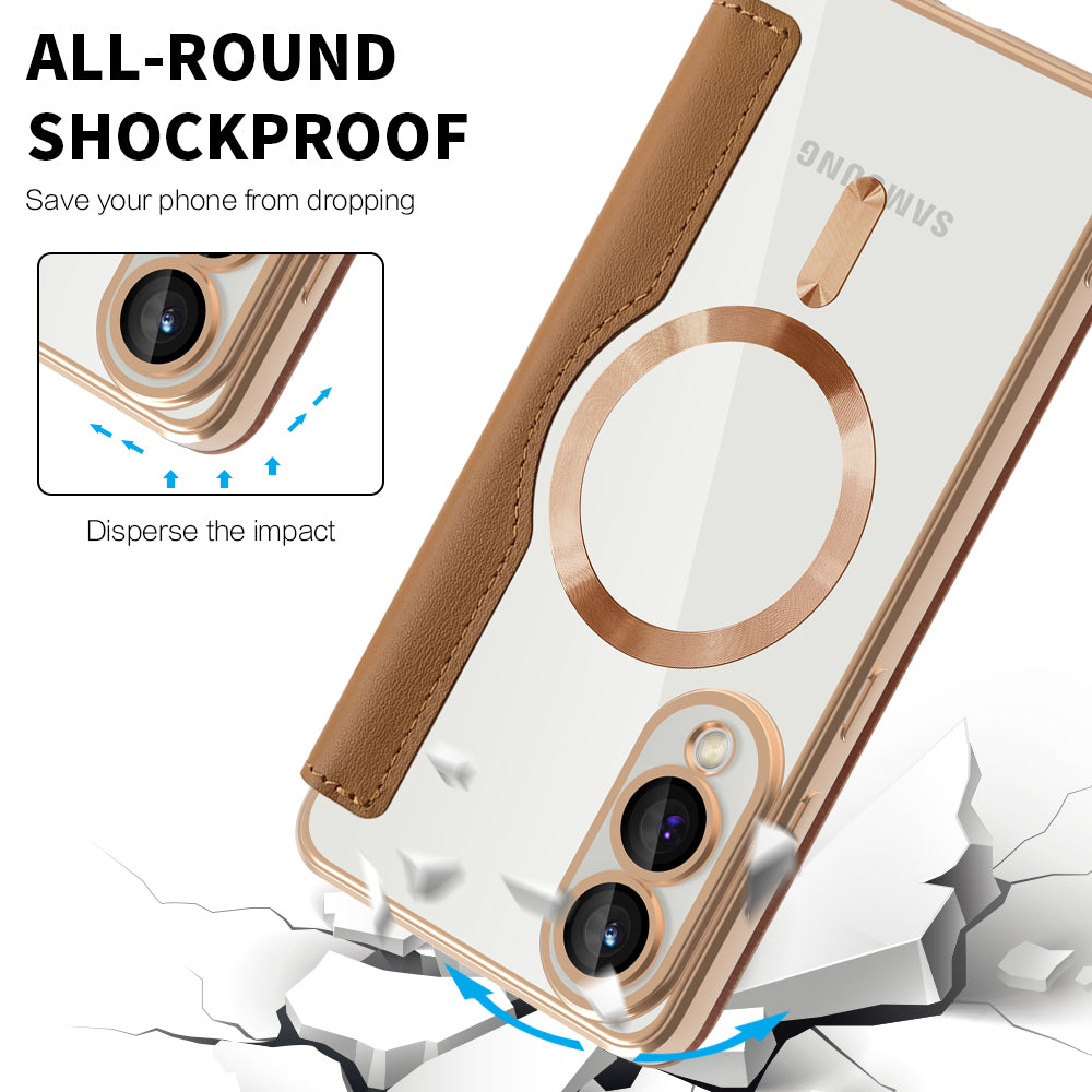 MagSafe Case for Samsung Galaxy S25 Edge S937, Techsuit, SmartMag Book, Brown
