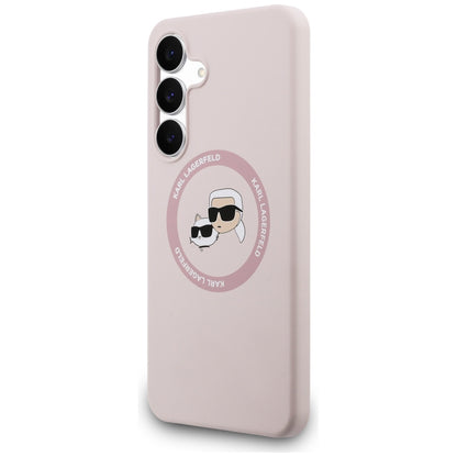 Θήκη MagSafe για Samsung Galaxy S25 FE, Karl Lagerfeld, Σιλικόνη Karl & Choupette's Heads, Ροζ
