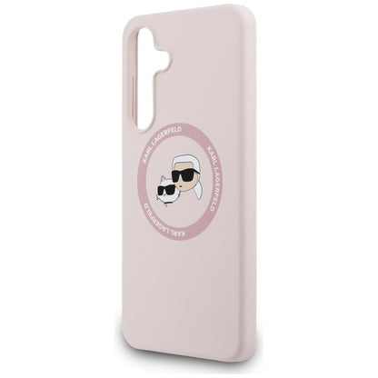 Θήκη MagSafe για Samsung Galaxy S25 FE, Karl Lagerfeld, Σιλικόνη Karl & Choupette's Heads, Ροζ