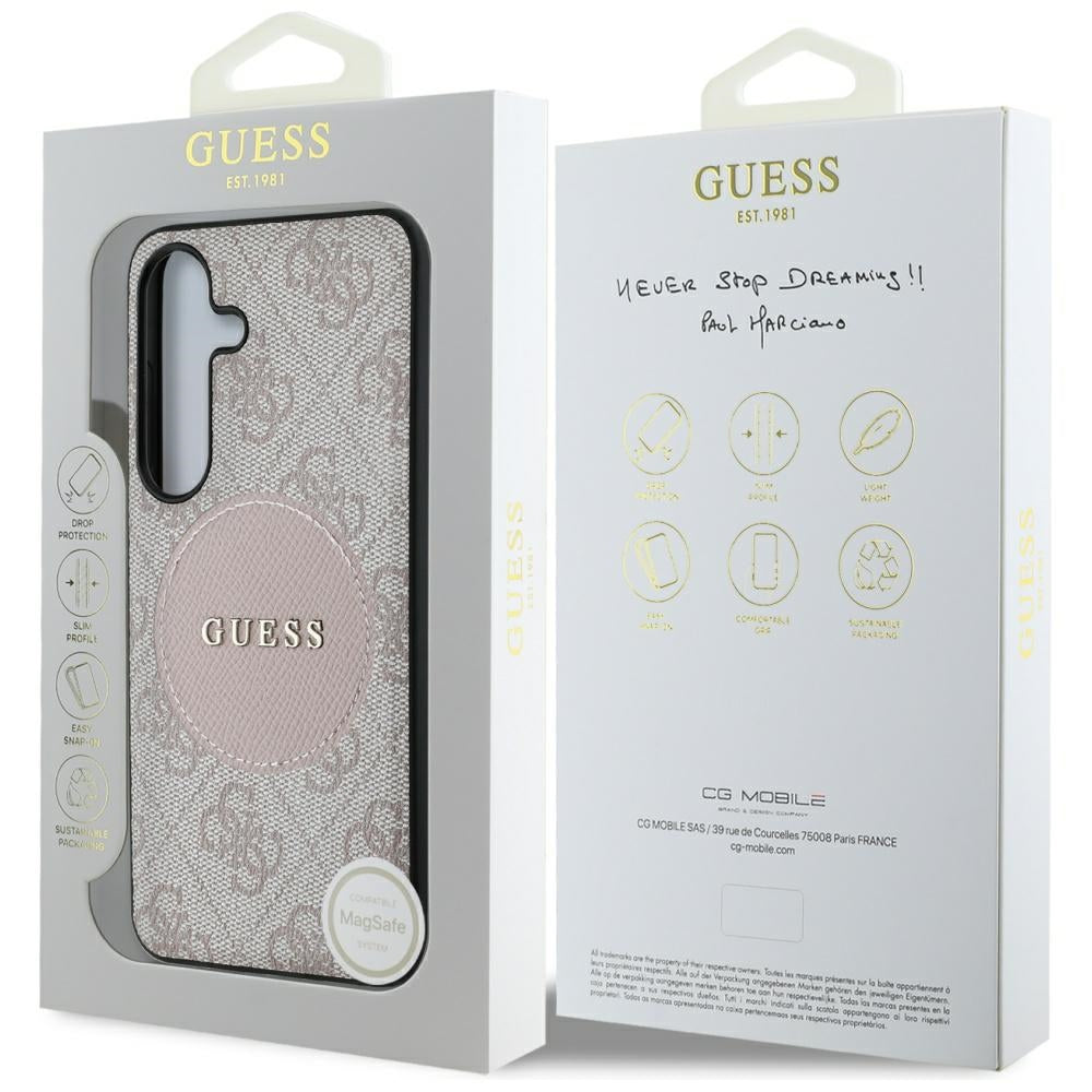 Θήκη MagSafe για Samsung Galaxy S25+ S936, Guess, 4G Circle Classic Logo, Ροζ