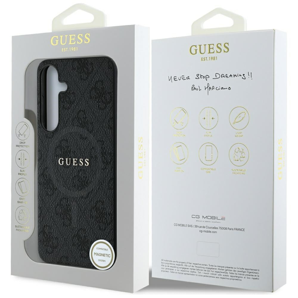 Θήκη MagSafe για Samsung Galaxy S25+ S936, Guess, 4G Ring Classic Logo, Μαύρη
