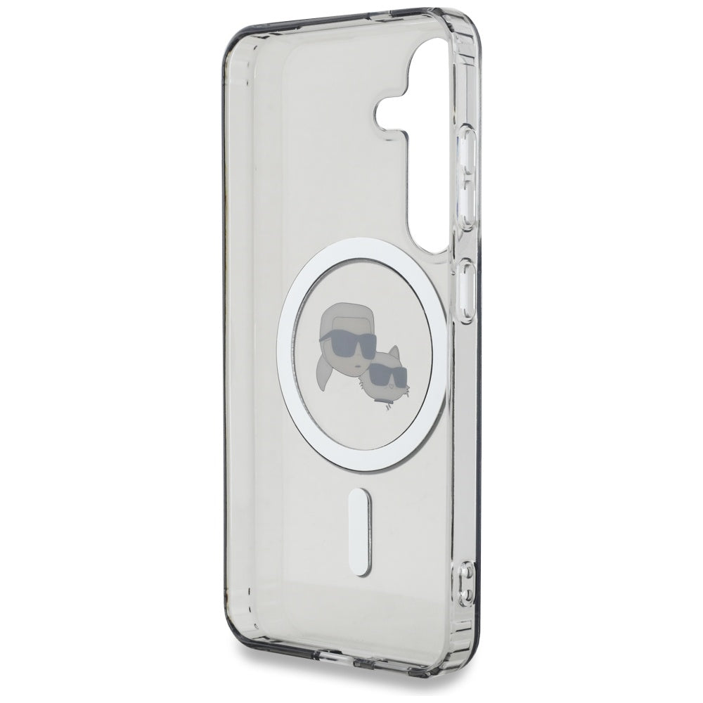 Θήκη MagSafe για Samsung Galaxy S25+ S936, Karl Lagerfeld, IML Metal Karl & Choupette's Heads, Μαύρη