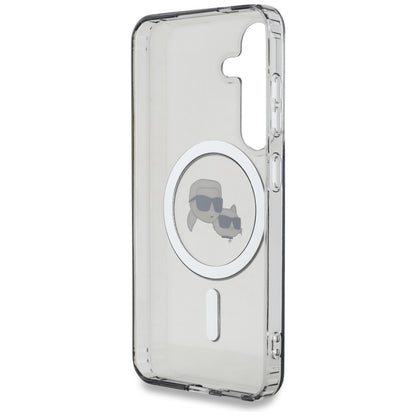 Θήκη MagSafe για Samsung Galaxy S25+ S936, Karl Lagerfeld, IML Metal Karl & Choupette's Heads, Μαύρη